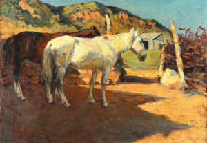 Fernando Fader . Caballos al Sol . óleo sobre lienzo . 70x100cm . 1906