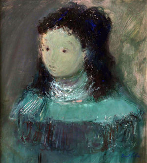 Raúl Soldi . Niña de Verde . témpera sobre cartón . 47x43cm . 1965