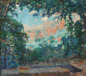 Cesáreo Bernaldo de Quirós . Deya Florida, Mallorca .óleo sobre lienzo . 75x85cm . 1913