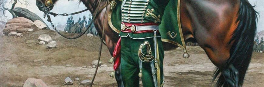 Rodolfo Ramos. “Oficial de cazadores”, acuarela sobre cartón, 41x34cm, 1995.