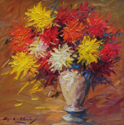 Stephen Koekkoek . Flores . óleo sobre tabla . 38x38cm . 1932
