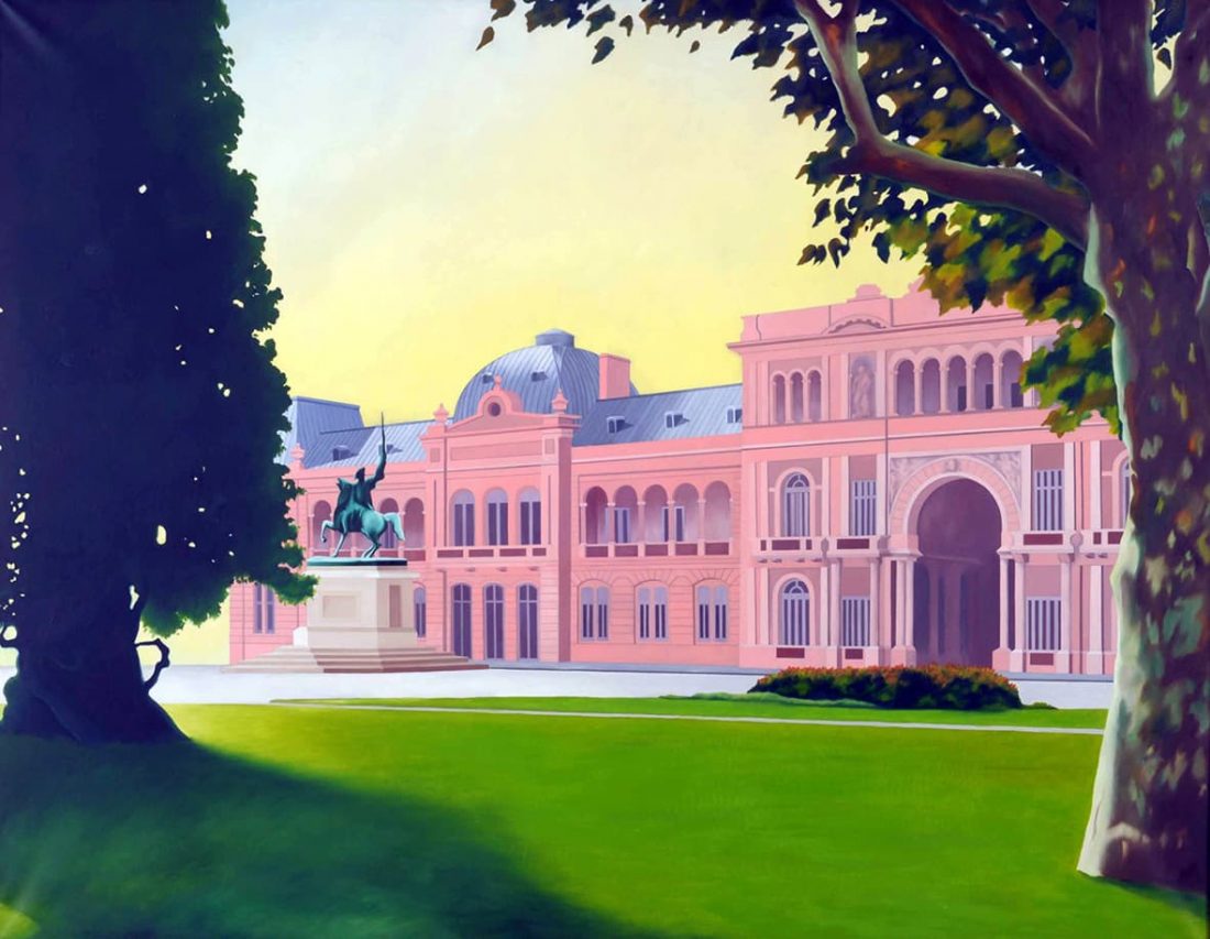 Nicolás García Uriburu . Casa Rosada . óleo sobre lienzo . 141x181cm . 1980