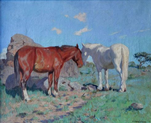 Luis Cordiviola, “Caballos”, 45x55cm, óleo sobre lienzo, 1923.