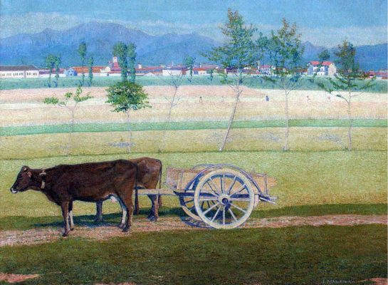 José Malanca . Carreta Tirada por Bueyes, Italia . óleo sobre lienzo . 91x121cm . 1925
