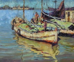 Lanchones . óleo sobre aglomerado . 50x60cm . 1965
