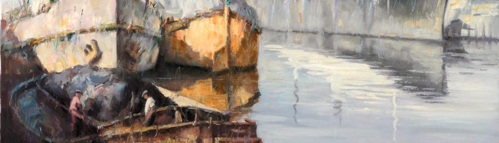 Barcos . óleo sobre lienzo . 60x80cm . 1965