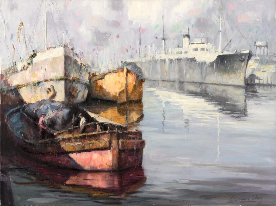 Barcos . óleo sobre lienzo . 60x80cm . 1965