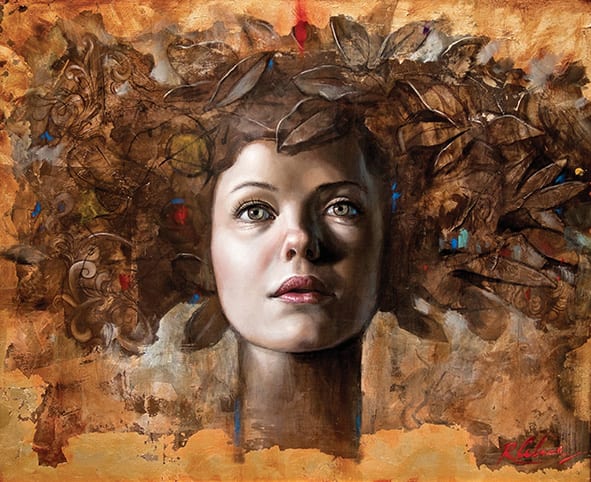 Mujer floral I, óleo sobre madera, 50x60cm, 2015