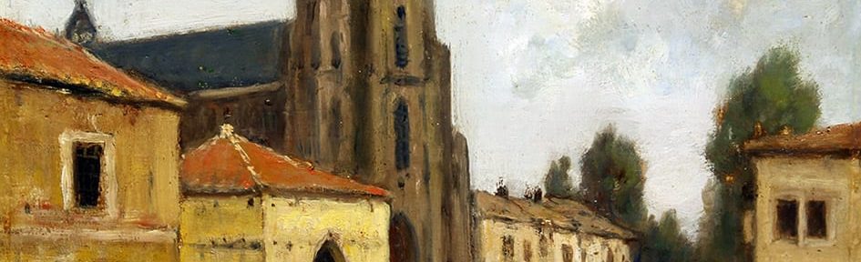 Entrando a Misa . óleo sobre tabla . 35x45cm . 1950