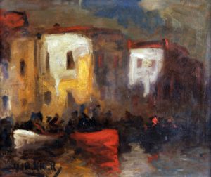 Construcciones sobre un Canal . óleo sobre lienzo . 51x61cm . 1925