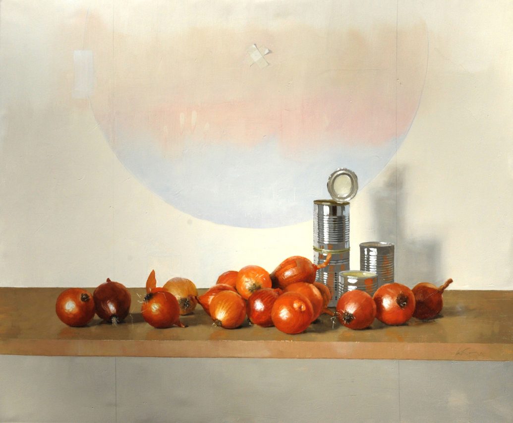 Cebollas y Latas . óleo sobre lienzo . 90x110cm . 2013
