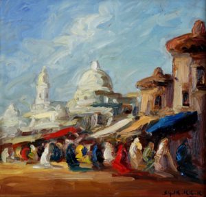 Mercado . óleo sobre tabla . 40x40cm . 1928