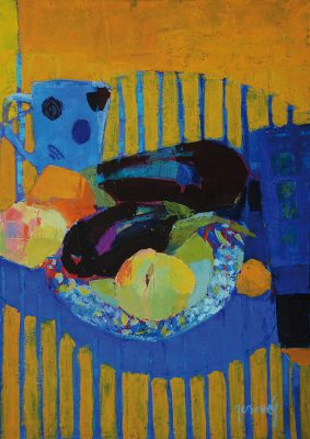 Mantel a rayas . óleo sobre lienzo . 70x50cm . 2018