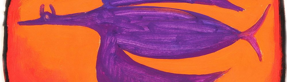 Pájaro Violeta . témpera sobre papel . 33 x 22 cm . 1980
