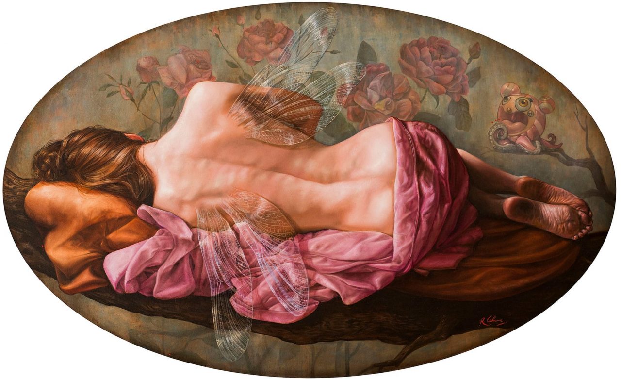 Tentación de la Ninfa . óleo sobre lienzo . 59 x 99 cm . 2019