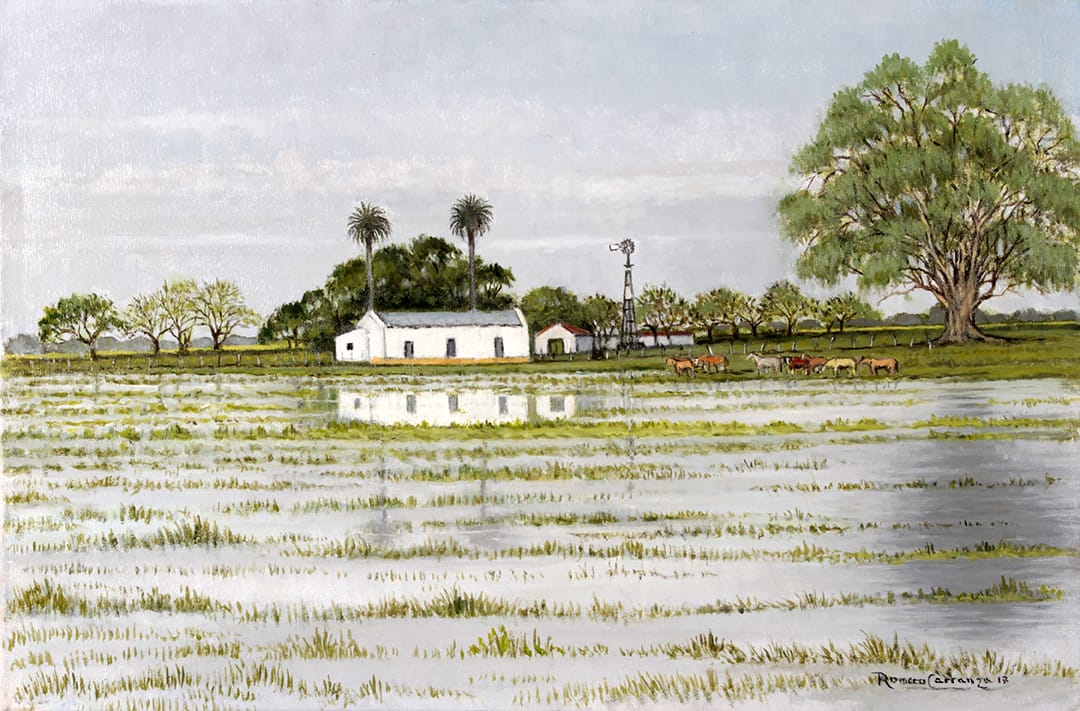 El Puesto en la Inundación . óleo sobre lienzo . 40 x 60 cm . 2018