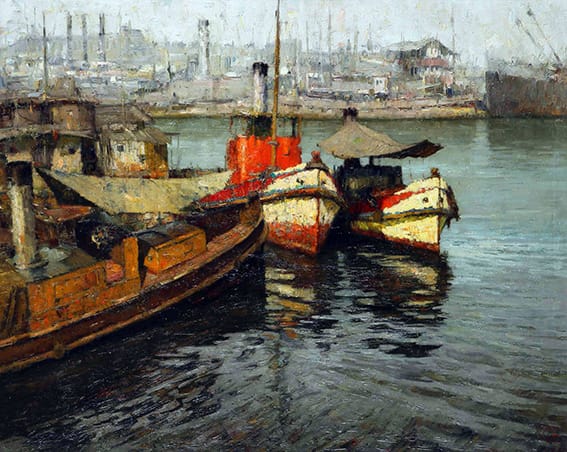 Oscar Vaz . Proas . óleo sobre lienzo . 105 x 130 cm . 1962