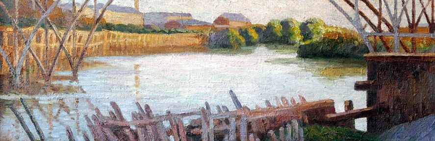 Pío Collivadino . Puente Alsina . óleo sobre lienzo . 60 x 70 cm . 1914