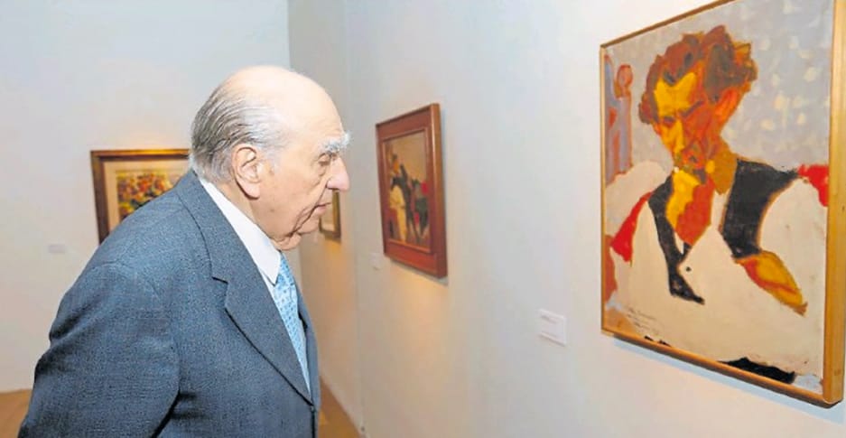 Julio María Sanguinetti en la exposición.
